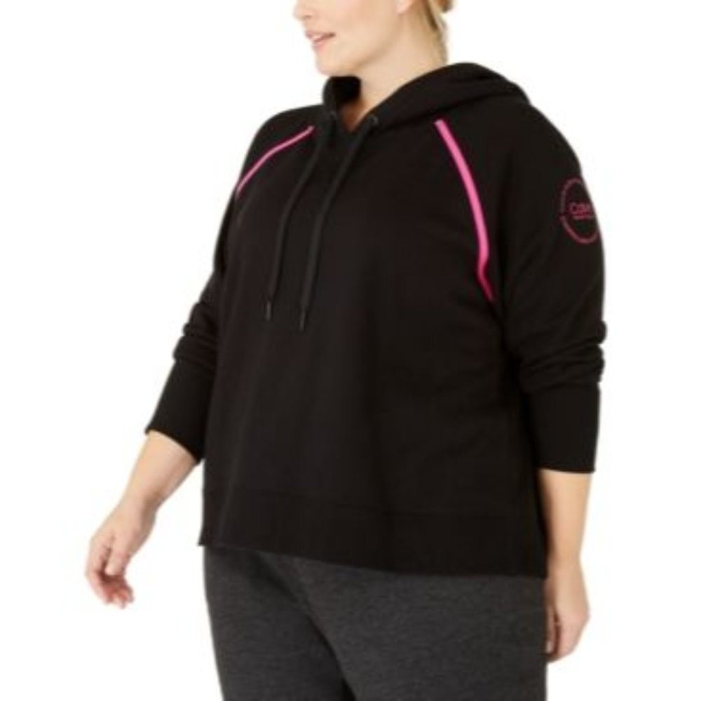 𝅺calvin Klein Womens Logo Raglan-Sleeve Hoodie Sweatshirt Style K - 2X